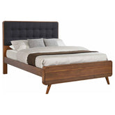 Coaster Robyn Eastern King Bed with Upholstered Headboard Dark Walnut Model 205131KE